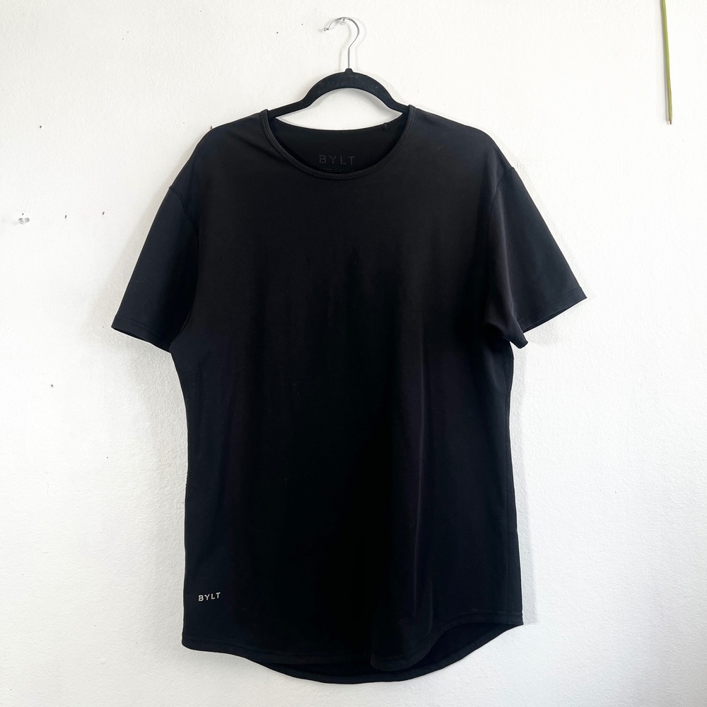 BYLT Premium Basics Drop Cut Pocket Tee Mens Large Black Lux Shirt